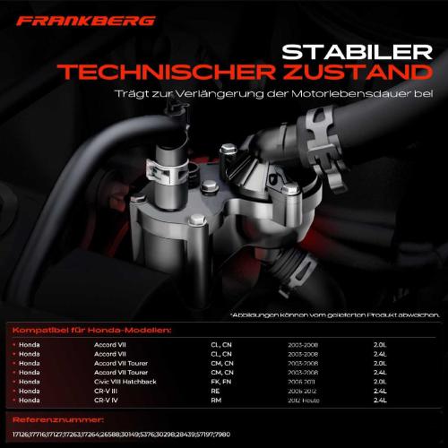 Frankberg 1x Thermostat Kühlmittel für Honda Accord VII Civic VIII CR-V III CR-V IV Bj ab 2003 Bild Frankberg 1x Thermostat Kühlmittel für Honda Accord VII Civic VIII CR-V III CR-V IV Bj ab 2003