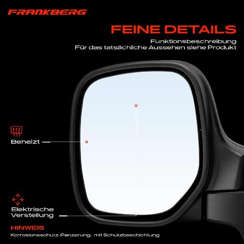 Frankberg 1x Außenspiegel Links für Citroën Berlingo Peugeot Partner Combispace GFK GJK MF 5 G Bild Frankberg 1x Außenspiegel Links für Citroën Berlingo Peugeot Partner Combispace GFK GJK MF 5 G