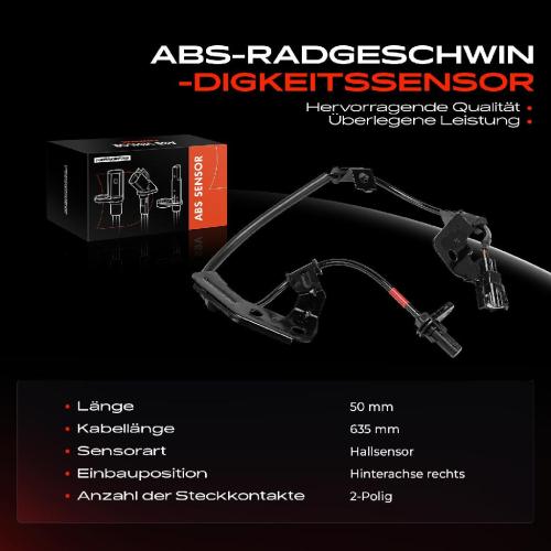 1x ABS Sensor Hinterachse rechts für Hyundai Grand Santa Fé III Kasten/SUV KIA Sorento II 2.2L 2.0L Bj ab 2012 Bild 1x ABS Sensor Hinterachse rechts für Hyundai Grand Santa Fé III Kasten/SUV KIA Sorento II 2.2L 2.0L Bj ab 2012