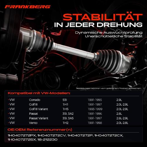 Frankberg 1x Antriebswelle Vorderachse Rechts f r VW Golf III Variant 1H1 1H5 Passat Variant Vento 1H2 Corrado Bild Frankberg 1x Antriebswelle Vorderachse Rechts f r VW Golf III Variant 1H1 1H5 Passat Variant Vento 1H2 Corrado