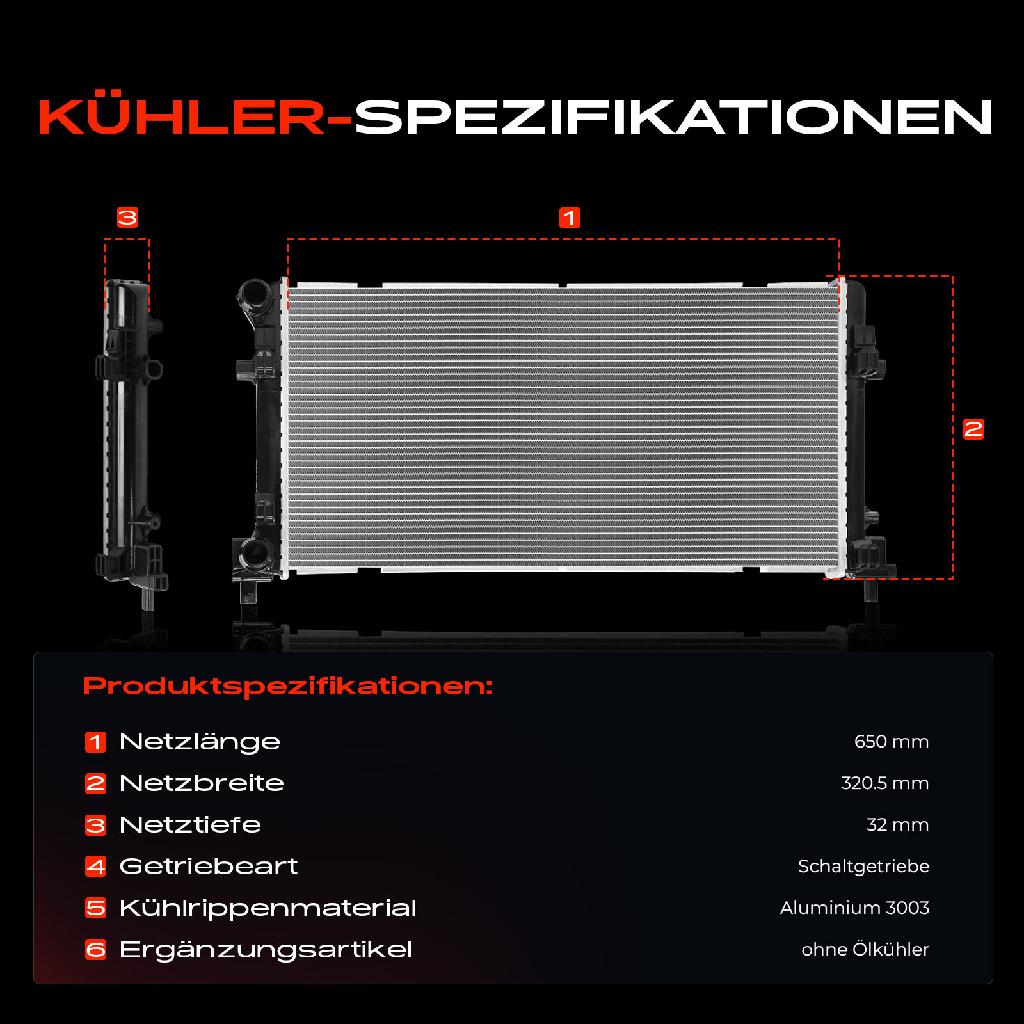 1x Kühler Wasserkühler Motorkühler für Audi A1 Skoda Rapid 1.6 TDi