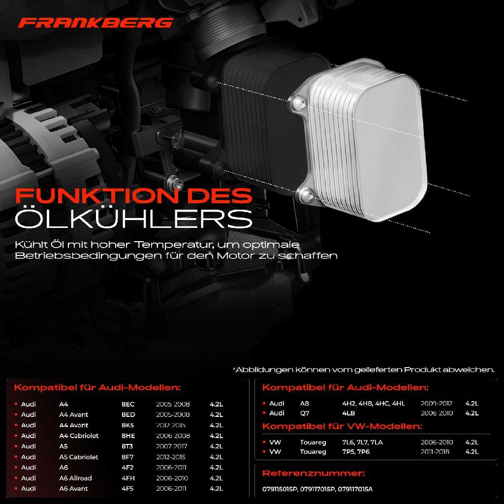 1x Ölkühler Motoröl für VW Touareg Audi A4 B7 B8 A5 A6 4F C6 A8 Q7 RS4 S5 RS5 4.2L