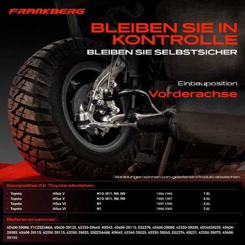Frankberg 1x Querlenker Satz Vorderachse für Toyota Hilux V Pick-up N10 N11 N8 N9 Hilux VI Pick-up N1 1.8L 2.4L 1988-2005 Bild Frankberg 1x Querlenker Satz Vorderachse für Toyota Hilux V Pick-up N10 N11 N8 N9 Hilux VI Pick-up N1 1.8L 2.4L 1988-2005