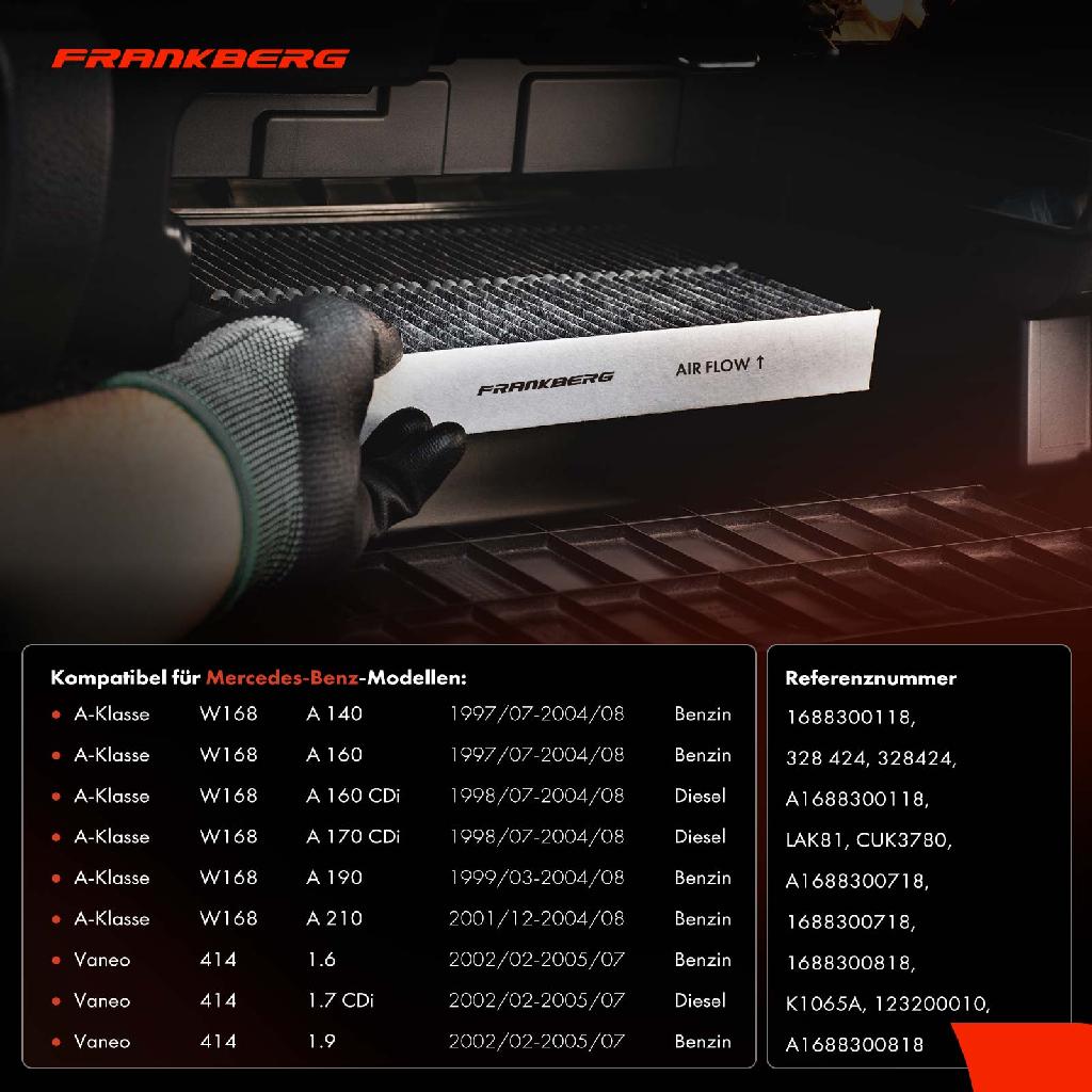 1x Innenraumfilter Aktivkohle für Mercedes-Benz A-Klasse W168 Vaneo 414