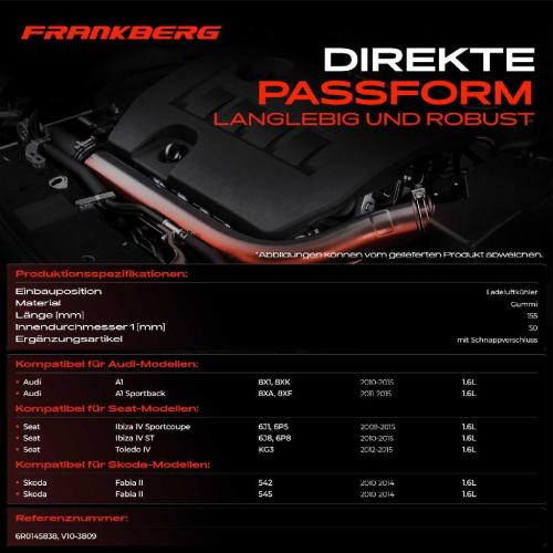 Frankberg 1x Kühlerschlauch Turboschlauch für VW Polo Audi A1 Sportback Seat Ibiza IV Skoda Fabia II Combi Bild Frankberg 1x Kühlerschlauch Turboschlauch für VW Polo Audi A1 Sportback Seat Ibiza IV Skoda Fabia II Combi