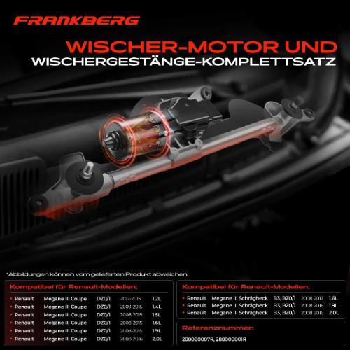 Frankberg 1x Wischerarm Scheibenwischer Vorne für Renault Megane III Coupe Schrägheck Bild Frankberg 1x Wischerarm Scheibenwischer Vorne für Renault Megane III Coupe Schrägheck