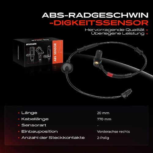 Frankberg 1x ABS Sensor Vorderachse rechts für Hyundai Atos MX 1.0L 1.1L 2000-2008 Bild Frankberg 1x ABS Sensor Vorderachse rechts für Hyundai Atos MX 1.0L 1.1L 2000-2008