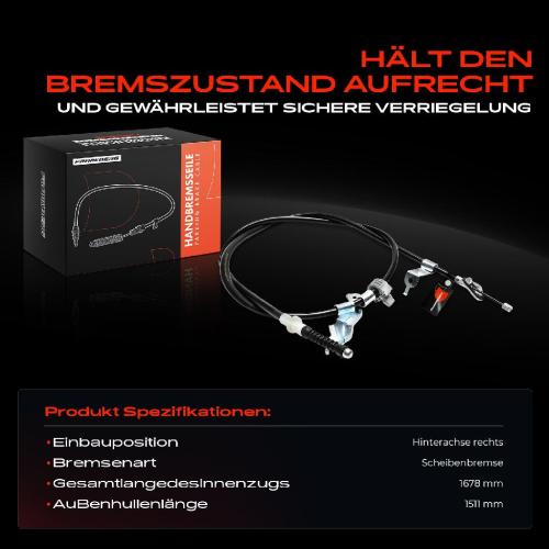 1x Seilzug Feststellbremse Hinterachse rechts für Daihatsu Charade VIII Toyota Yaris P9 Bild 1x Seilzug Feststellbremse Hinterachse rechts für Daihatsu Charade VIII Toyota Yaris P9