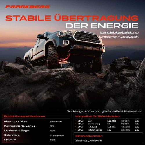 Frankberg 1x Kardanwelle Gelenkwelle Hinterachse für BMW 3er F30 F80 3er Touring F31 4 Coupe F32 F82 4 Gran Coupe F36 Bild Frankberg 1x Kardanwelle Gelenkwelle Hinterachse für BMW 3er F30 F80 3er Touring F31 4 Coupe F32 F82 4 Gran Coupe F36