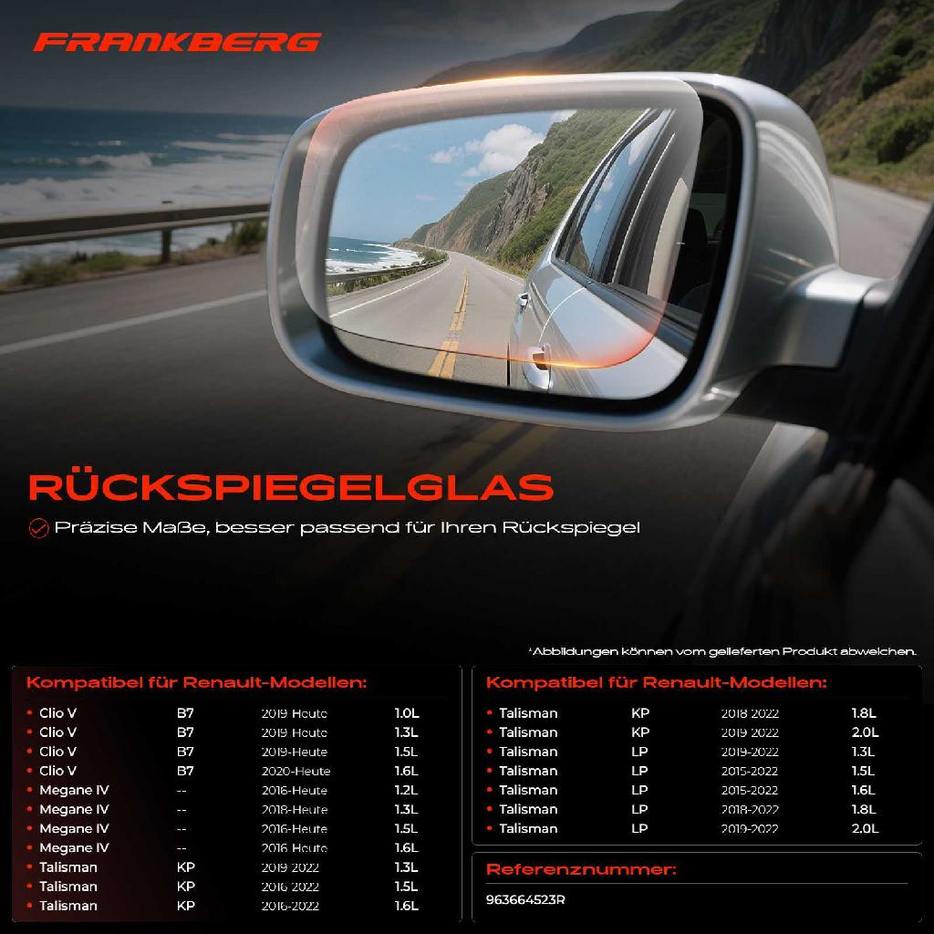1x Spiegelglas Außenspiegel links für Renault Megane IV Grandtour Schrägheck Clio V