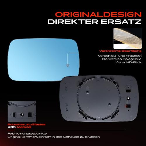 1x Spiegelglas Außenspiegel rechts für BMW 3er E30 E36 5er E34 7er E32 1982-2000 Bild 1x Spiegelglas Außenspiegel rechts für BMW 3er E30 E36 5er E34 7er E32 1982-2000