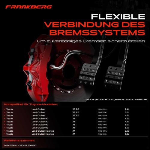 1x Bremsschlauch Bremsschläuche Hinterachse Rechts für Toyota Land Cruiser 80 90 2.4L-4.5L Bild 1x Bremsschlauch Bremsschläuche Hinterachse Rechts für Toyota Land Cruiser 80 90 2.4L-4.5L