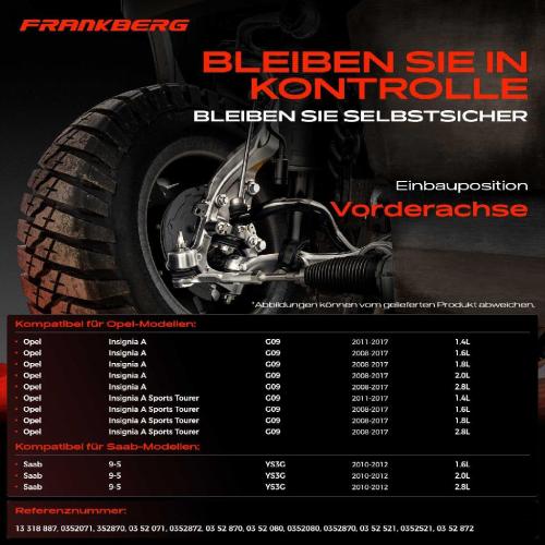 1x Querlenker Vorderachse für Opel Insignia A Country Tourer Sports Stufenheck Saab 9-5 2.8L 2008-2017 Bild 1x Querlenker Vorderachse für Opel Insignia A Country Tourer Sports Stufenheck Saab 9-5 2.8L 2008-2017
