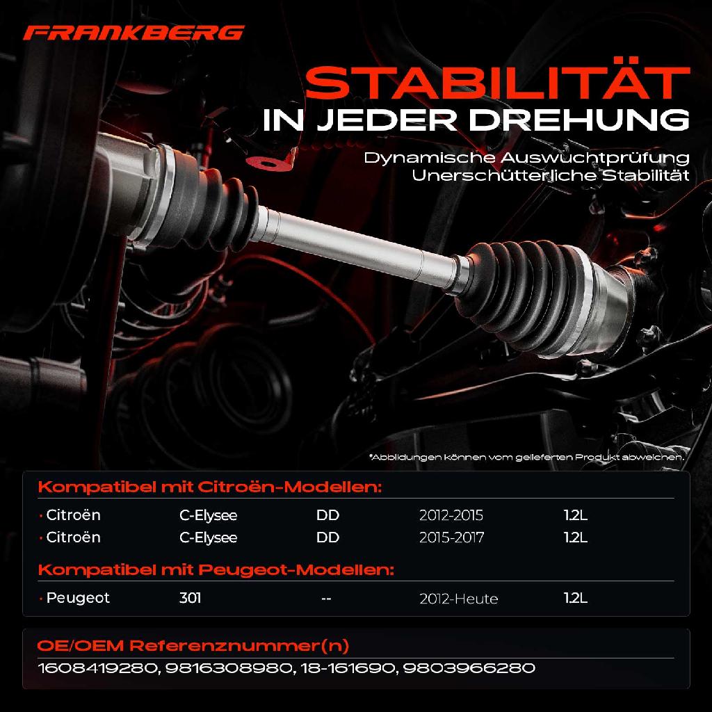 1x Antriebswelle Vorderachse Links für Citroën C-Elysee DD Peugeot 301 1.2L Bj ab 2012