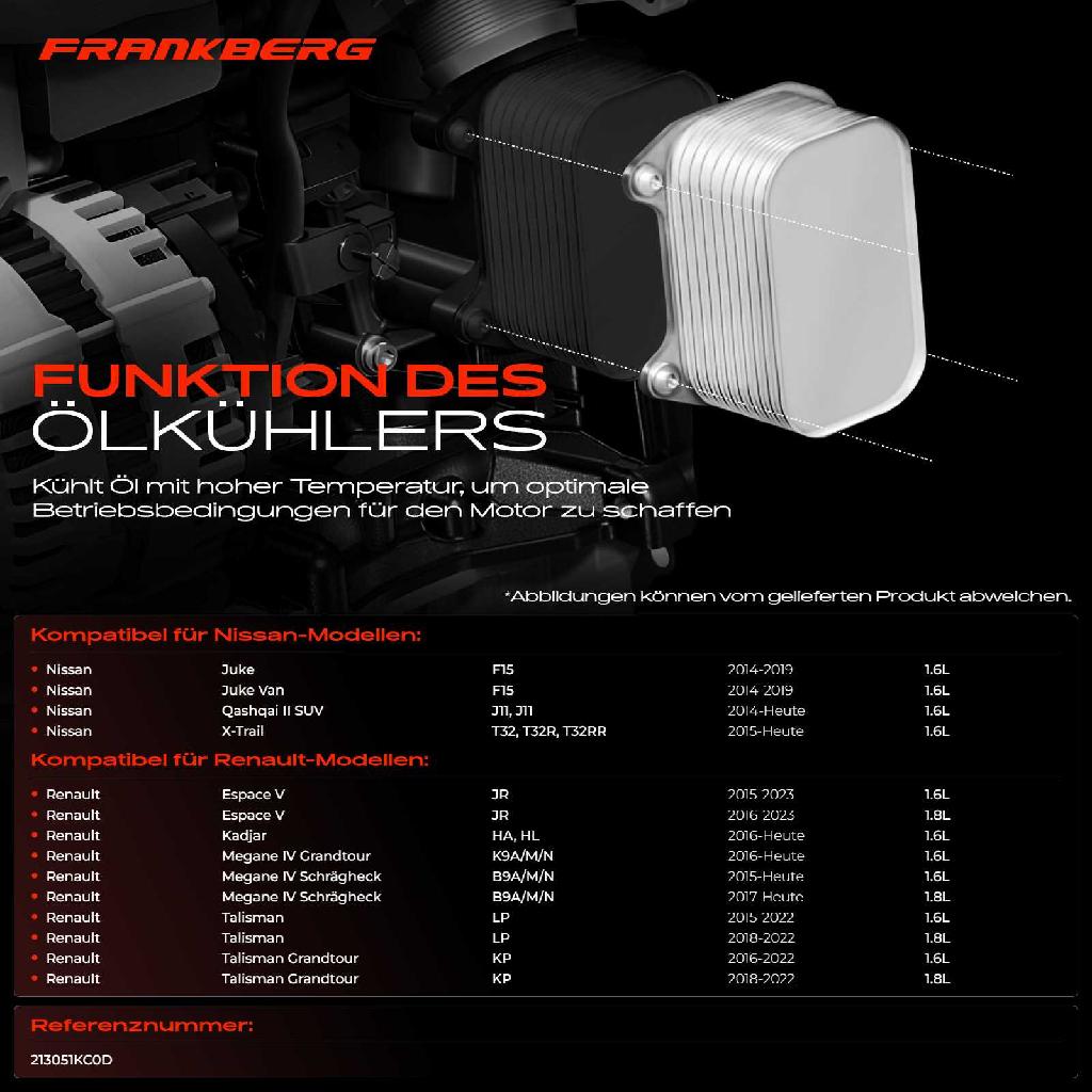 1x Ölkühler Motoröl für Renault Megane Kadjar Espace Talisman Nissan Juke