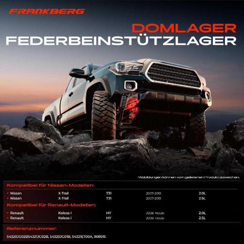 1x Domlager Federbeinstütz lager für Nissan X-Trail Renault Koleos I Bild 1x Domlager Federbeinstütz lager für Nissan X-Trail Renault Koleos I