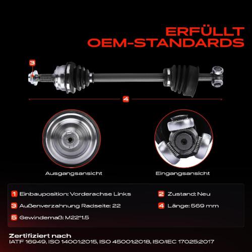 1x Antriebswelle Vorderachse Links für Fiat Bravo I Tempra Lancia Dedra Fiat Bravo I Bild 1x Antriebswelle Vorderachse Links für Fiat Bravo I Tempra Lancia Dedra Fiat Bravo I