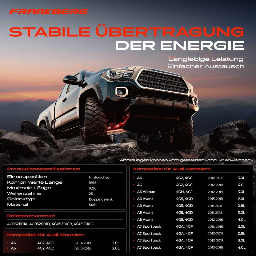 1x Kardanwelle Gelenkwelle Hinterachse für Audi A6 Allroad Avant A7 Sportback 2.0L 2.8L 3.0L 4.0L 2010-2018