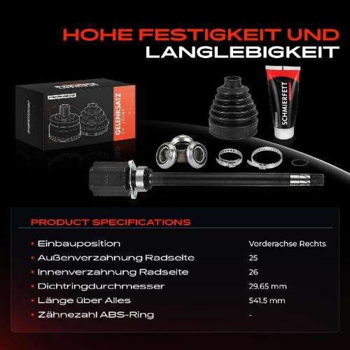 Frankberg 1x Antriebswelle Gelenksatz Vorderachse Rechts für Fiat Doblo 263 Punto Combo X12 Bj ab 2010 Bild Frankberg 1x Antriebswelle Gelenksatz Vorderachse Rechts für Fiat Doblo 263 Punto Combo X12 Bj ab 2010