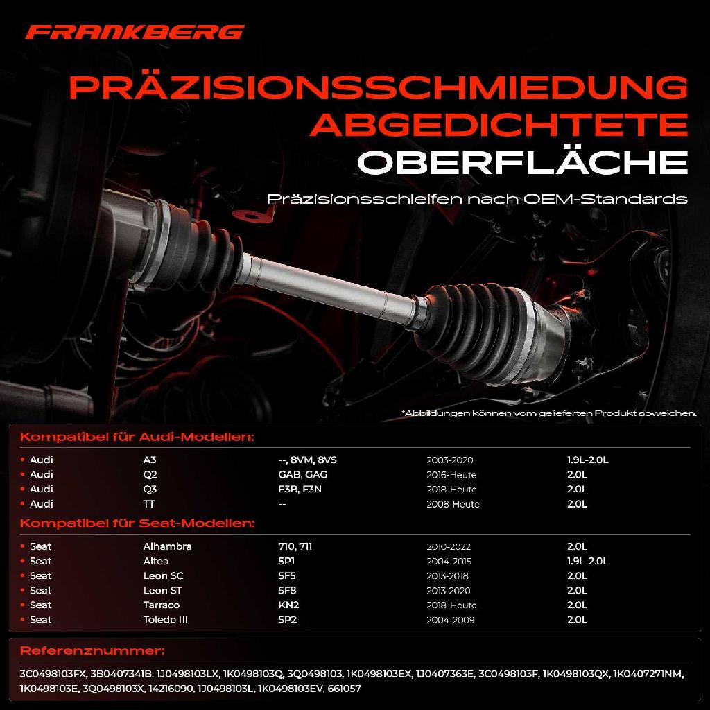 1x Antriebswelle Gelenksatz Vorderachse für VW Golf Van VII Variant Passat Alltrack CC