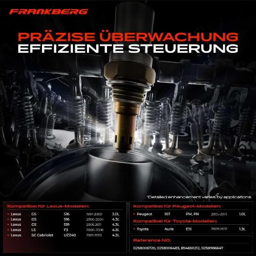 Frankberg 1x Lambdasonde Regelsonde Vor Katalysator für Toyota Auris E15 Lexus Peugeot 107 1.0L 1997-2014 Bild Frankberg 1x Lambdasonde Regelsonde Vor Katalysator für Toyota Auris E15 Lexus Peugeot 107 1.0L 1997-2014