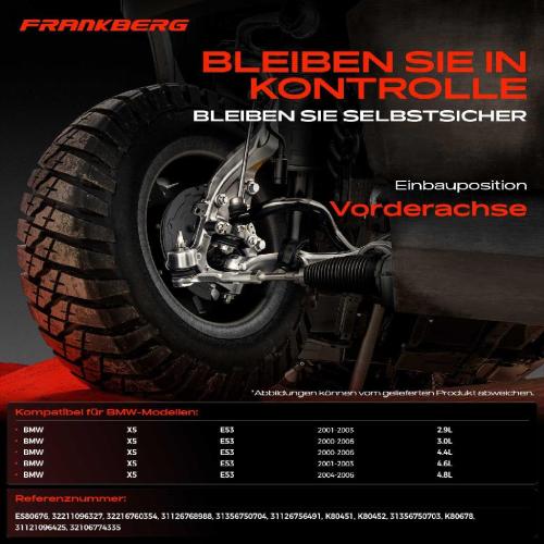 Frankberg 1x Querlenker Satz Vorderachse für BMW X5 E53 2.9L 3.0L 4.4L 4.6L 4.8L 2000-2006 Bild Frankberg 1x Querlenker Satz Vorderachse für BMW X5 E53 2.9L 3.0L 4.4L 4.6L 4.8L 2000-2006