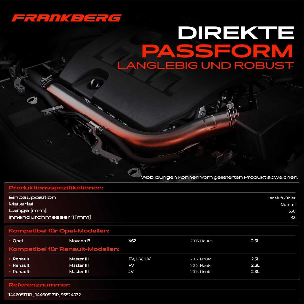 1x Kühlerschlauch Turboschlauch für Opel Movano B Kasten Pritsche/Fahrgestell Renault Master III Bus III III