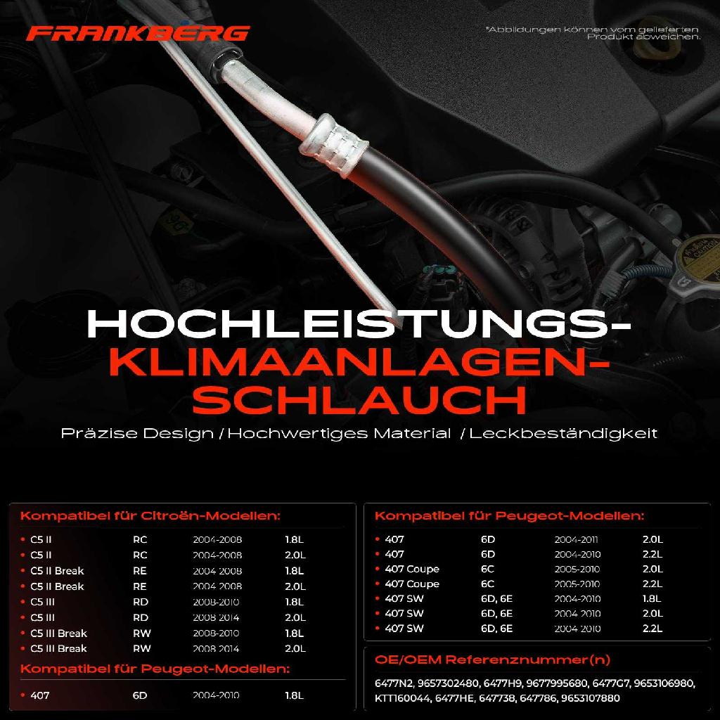 1x Hochdruckleitung Klimaanlage für Citroën C5 II RC Peugeot 407 6D 2.0L