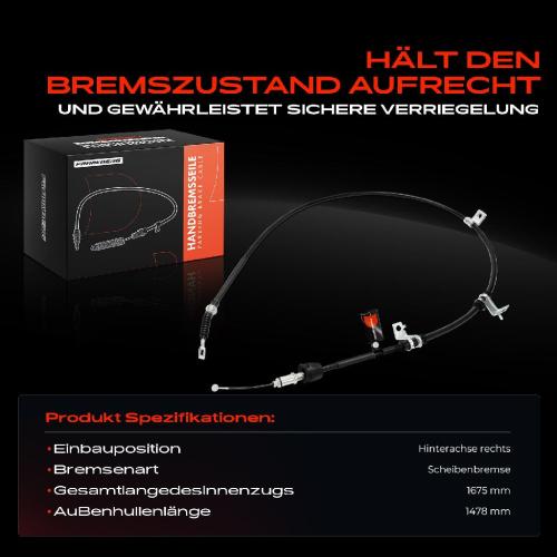 1x Seilzug Feststellbremse Hinterachse rechts für KIA Cee'D SW ED Pro Cee'D 2007-2012 Bild 1x Seilzug Feststellbremse Hinterachse rechts für KIA Cee'D SW ED Pro Cee'D 2007-2012