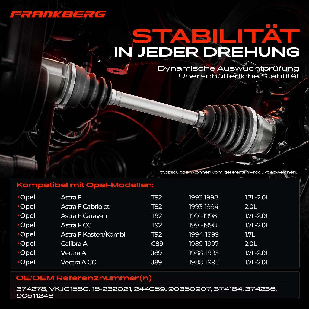 1x Antriebswelle Vorderachse Rechts für Opel Astra F T92 Vectra A J89 1988-1999