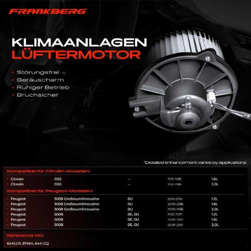 Frankberg 1x Gebläsemotor Innenraumgebläse für Citroën DS5 Peugeot 3008 5008 2009-2017 Bild Frankberg 1x Gebläsemotor Innenraumgebläse für Citroën DS5 Peugeot 3008 5008 2009-2017