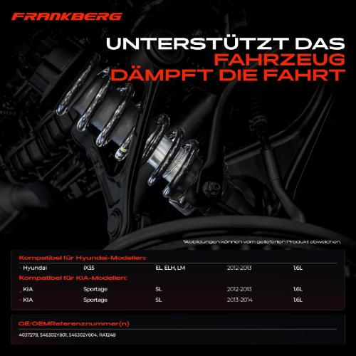 Frankberg 2x Fahrwerksfeder Vorderachse für Hyundai iX35 EL ELH LM KIA Sportage SL 1.6L 2012-2014 Bild Frankberg 2x Fahrwerksfeder Vorderachse für Hyundai iX35 EL ELH LM KIA Sportage SL 1.6L 2012-2014