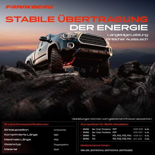 Frankberg 1x Kardanwelle Gelenkwelle Hinterachse für BMW 5er Gran Turismo F07 7er F01 F02 F03 F04 4.4L 2008-2017 Bild Frankberg 1x Kardanwelle Gelenkwelle Hinterachse für BMW 5er Gran Turismo F07 7er F01 F02 F03 F04 4.4L 2008-2017