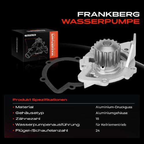 Frankberg 1x Wasserpumpe Kühlwasserpumpe für Ford C-Max Focus Peugeot 308 407 Citroën C4 Jumpy Fiat Toyota DS Bild Frankberg 1x Wasserpumpe Kühlwasserpumpe für Ford C-Max Focus Peugeot 308 407 Citroën C4 Jumpy Fiat Toyota DS