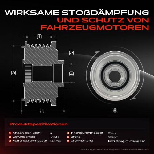 1x Generatorfreilauf Lichtmaschine für Citroën C5 Jumper Fiat Scudo Peugeot 205 305 Bild 1x Generatorfreilauf Lichtmaschine für Citroën C5 Jumper Fiat Scudo Peugeot 205 305