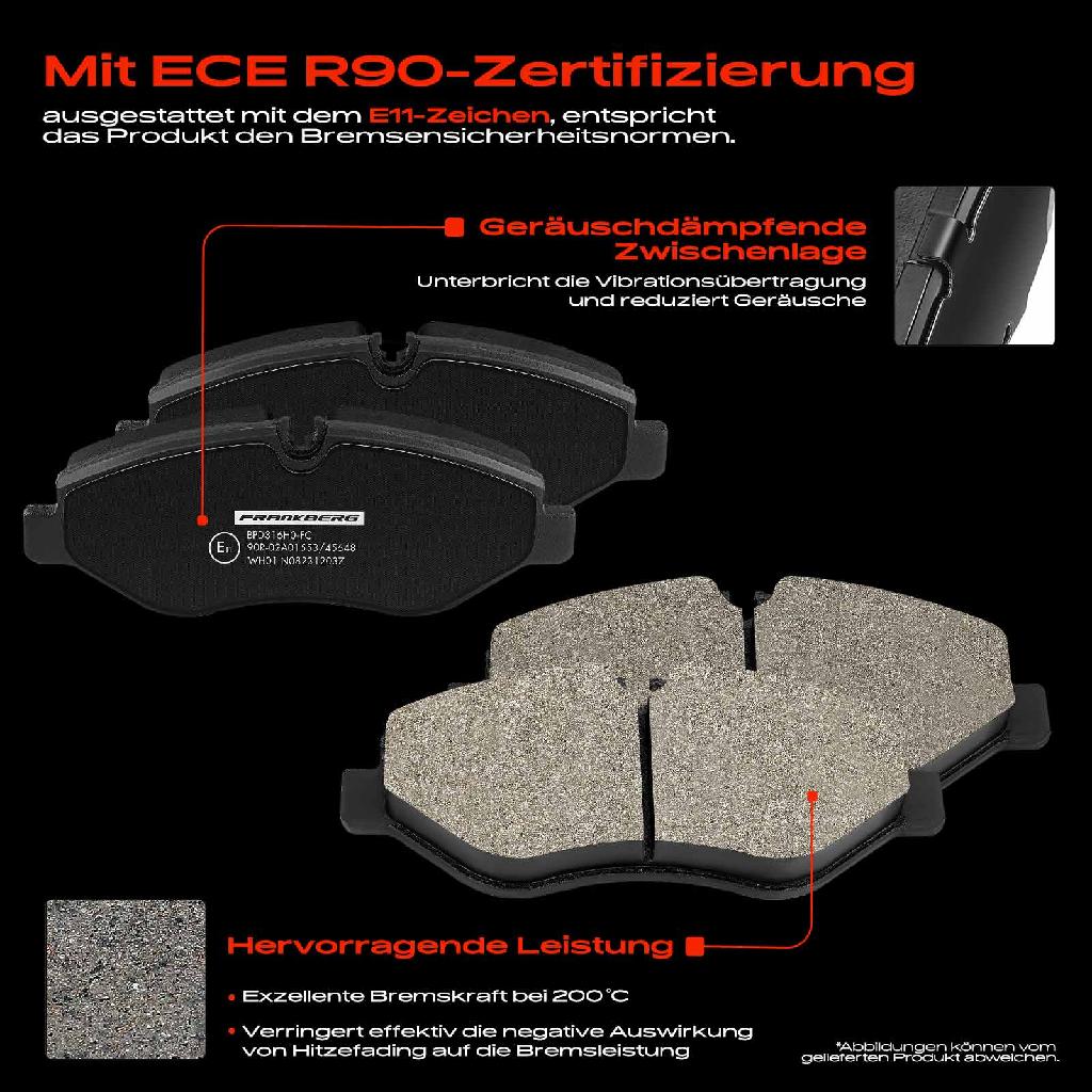 4x Bremsbeläge Vorderachse für VW 30-50 Pritsche/Fahrgestell Mercedes-Benz B906 2003-2018