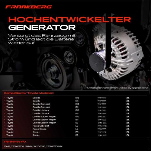 1x Lichtmaschine Generator für Toyota Corolla Paseo Starlet E9 E10 E11 P8 P9 Bild 1x Lichtmaschine Generator für Toyota Corolla Paseo Starlet E9 E10 E11 P8 P9