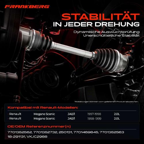 Frankberg 1x Antriebswelle Vorderachse Links für Renault Megane Scenic JA0/1 1997-1999 Bild Frankberg 1x Antriebswelle Vorderachse Links für Renault Megane Scenic JA0/1 1997-1999