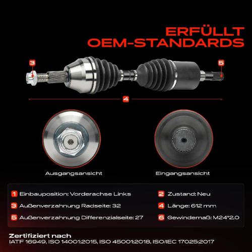 1x Antriebswelle Vorderachse Links für Dodge Nitro Jeep Cherokee KK 4WD Bild 1x Antriebswelle Vorderachse Links für Dodge Nitro Jeep Cherokee KK 4WD