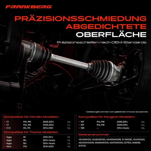1x Antriebswelle Gelenksatz Vorderachse für Citroën C1 PM PN Peugeot 107 Toyota Aygo B1 Bild 1x Antriebswelle Gelenksatz Vorderachse für Citroën C1 PM PN Peugeot 107 Toyota Aygo B1