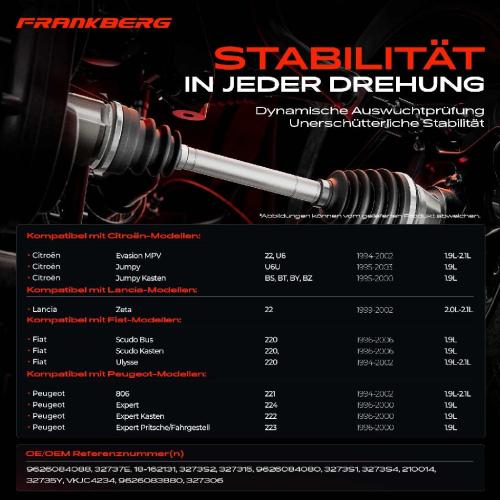 1x Antriebswelle Vorderachse Rechts für Citroën Evasion Fiat Scudo Kasten Peugeot 806 Lancia Zeta Bild 1x Antriebswelle Vorderachse Rechts für Citroën Evasion Fiat Scudo Kasten Peugeot 806 Lancia Zeta