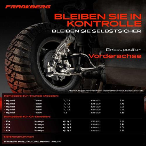 Frankberg 2x Spurstange Vorderachse für Hyundai Tucson Kasten/SUV KIA Sportage 1.6L 1.7L 2.0L 2.4L 2015-2023 Bild Frankberg 2x Spurstange Vorderachse für Hyundai Tucson Kasten/SUV KIA Sportage 1.6L 1.7L 2.0L 2.4L 2015-2023