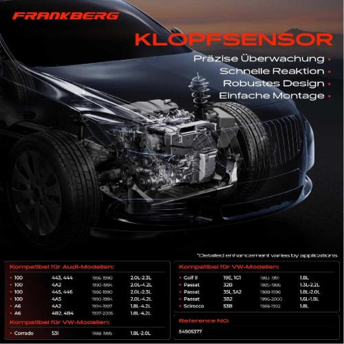 Frankberg 1x Klopfsensor Klopfgeber für VW Golf Passat Scirocco Audi 100 80 90 A4 8D A6 4A Bild Frankberg 1x Klopfsensor Klopfgeber für VW Golf Passat Scirocco Audi 100 80 90 A4 8D A6 4A