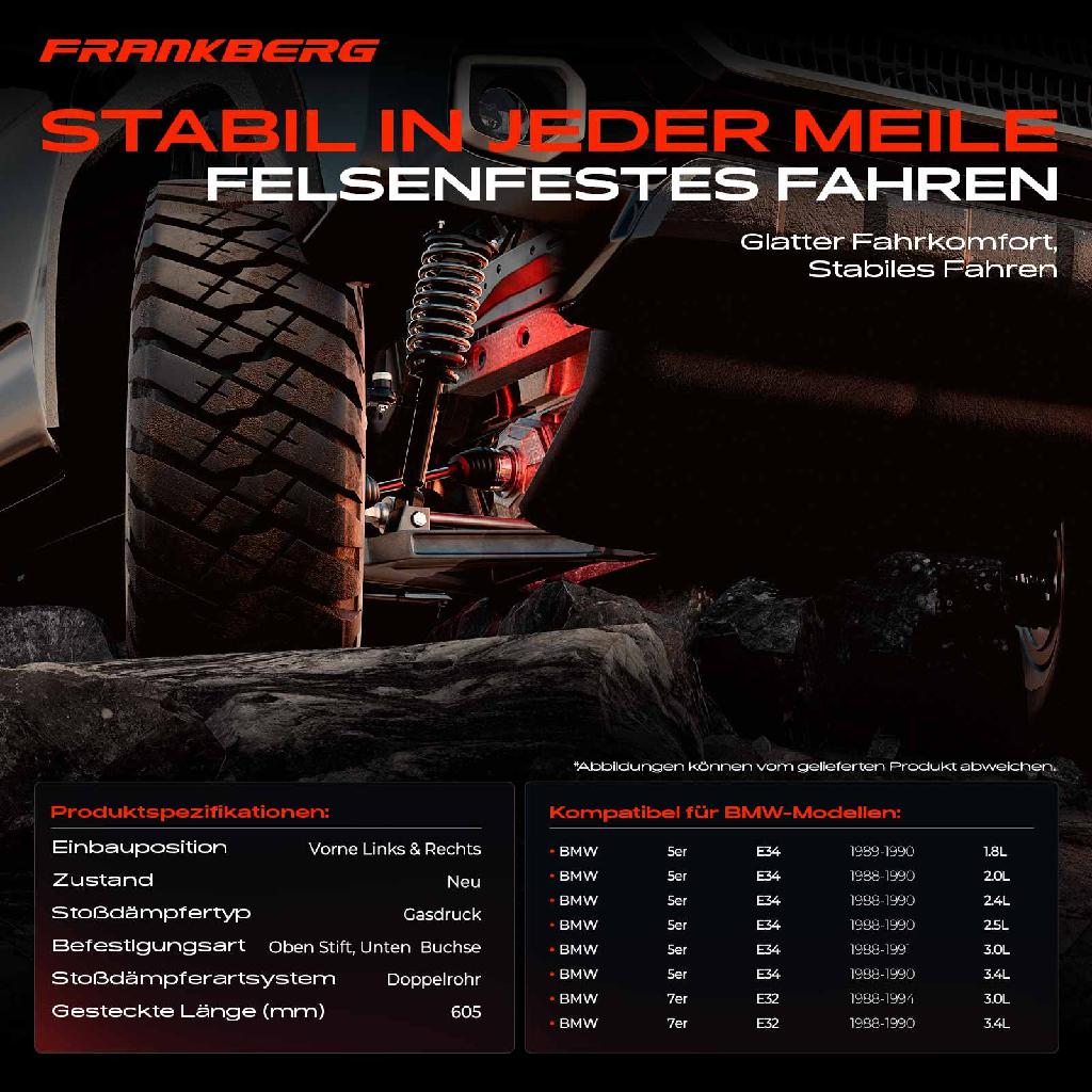 2x Stoßdämpfer Vorderachse für BMW 5er E34 7er E32 1.8L 2.0L 2.4L 2.5L 3.0L 3.4L 1988-1994