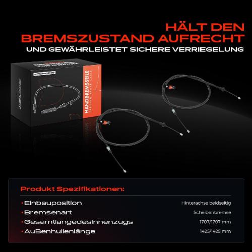 2x Seilzug Feststellbremse Hinterachse beidseitig für Peugeot 206 Schrägheck SW 2A/C CC 2D 2E/K Bild 2x Seilzug Feststellbremse Hinterachse beidseitig für Peugeot 206 Schrägheck SW 2A/C CC 2D 2E/K