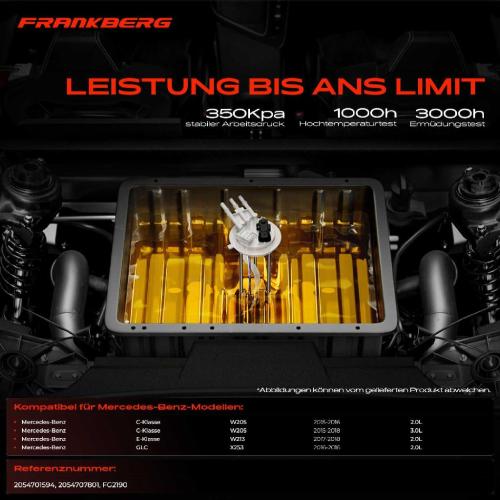 Frankberg 1x Kraftstoffpumpe für Mercedes-Benz C-Klasse W205 E-Klasse W213 GLC X253 2.0L 3.0L 2015-2018 Bild Frankberg 1x Kraftstoffpumpe für Mercedes-Benz C-Klasse W205 E-Klasse W213 GLC X253 2.0L 3.0L 2015-2018