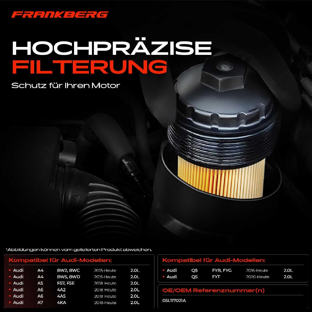 1x ÖlkühlerÖlfilter für Audi A4 8W2 8WC 8W5 8WD A6 4A2 4A5 A5 F57 A7 4KA Q5