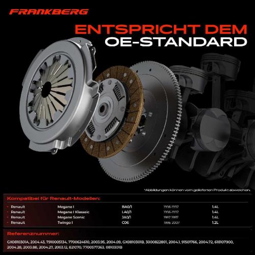 Frankberg 1x Kupplungssatz für Renault Megane I BA0/1 Megane I Klasseic LA0/1 Megane Scenic JA0/1 Twingo I C06 1.4L 1.2L Bild Frankberg 1x Kupplungssatz für Renault Megane I BA0/1 Megane I Klasseic LA0/1 Megane Scenic JA0/1 Twingo I C06 1.4L 1.2L