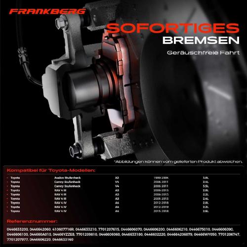 4x Bremsbeläge Hinterachse für Toyota Avalon Stufenheck Camry RAV 4 III IV 1999-2019 Bild 4x Bremsbeläge Hinterachse für Toyota Avalon Stufenheck Camry RAV 4 III IV 1999-2019