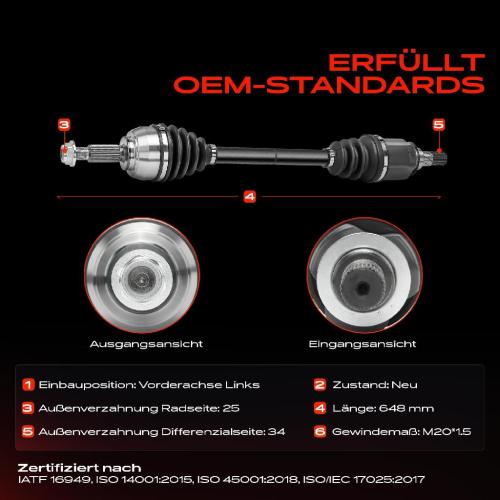 1x Antriebswelle Vorderachse Links für Renault Megane IV K9A/M/N B9A/M/N 1.5L Bild 1x Antriebswelle Vorderachse Links für Renault Megane IV K9A/M/N B9A/M/N 1.5L